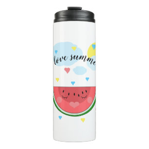 Watermelon slice, text, "I love summer", funny, fu Thermal Tumbler