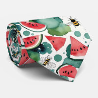 Watermelon Slices And Busy Bees Watercolor