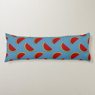 Watermelon Slices on a Bright Blue Background Body Cushion