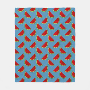 Watermelon Slices on a Bright Blue Background Fleece Blanket