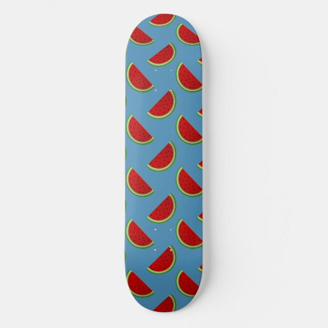 Watermelon Slices on a Bright Blue Background Skateboard (Front)