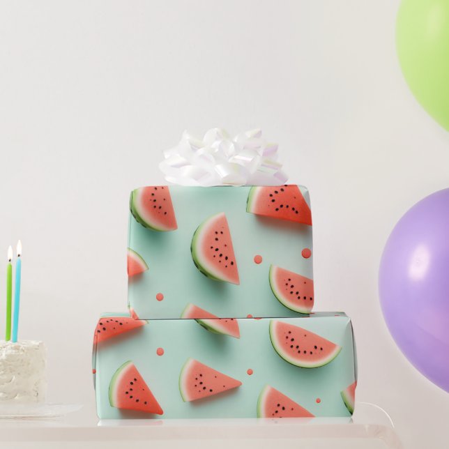 Watermelon Slices on Green Wrapping Paper (Party Gifts)