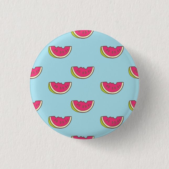 Watermelon Slices on Teal Pattern 3 Cm Round Badge (Front)