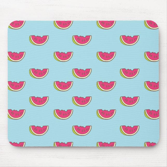 Watermelon Slices on Teal Pattern Mouse Mat (Front)