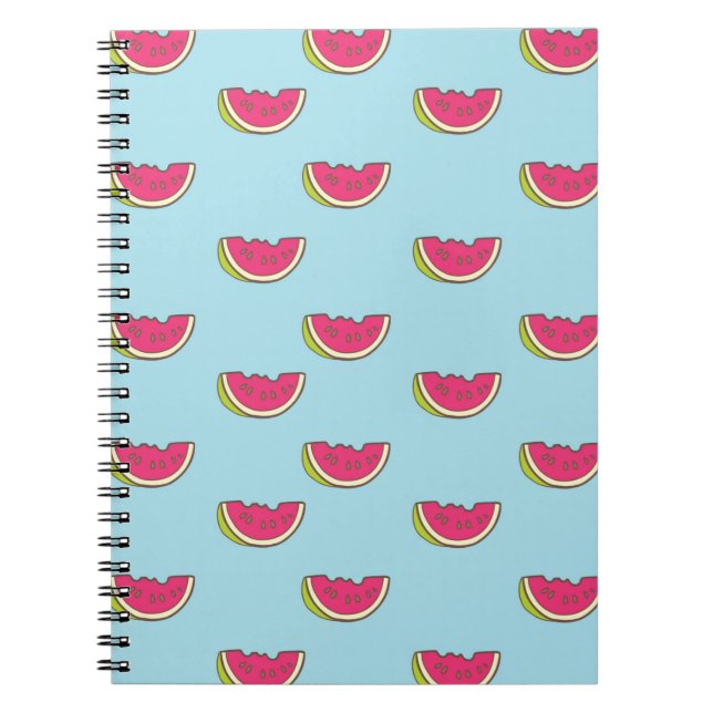 Watermelon Slices on Teal Pattern Notebook (Front)
