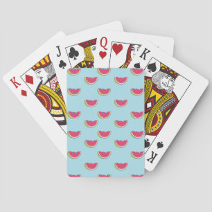 Watermelon Slices on Teal Pattern Playing Cards