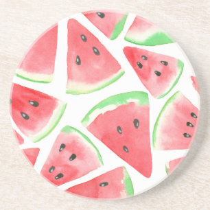 Watermelon slices pattern coaster
