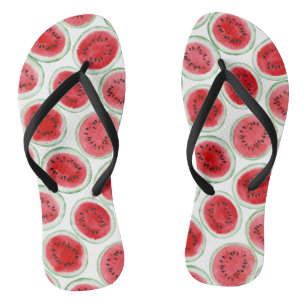 Watermelon slices pattern flip flops