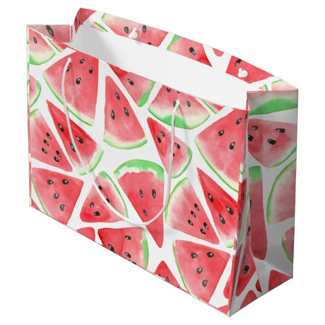 Watermelon slices pattern large gift bag (Back Angled)