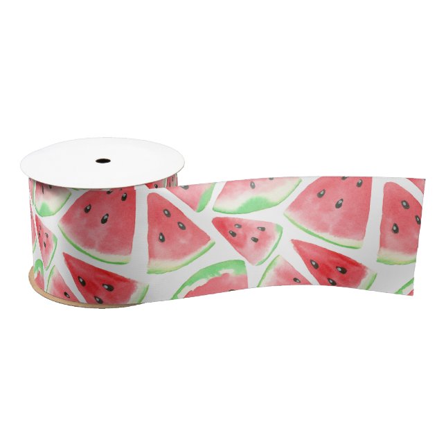 Watermelon slices pattern satin ribbon (Spool)