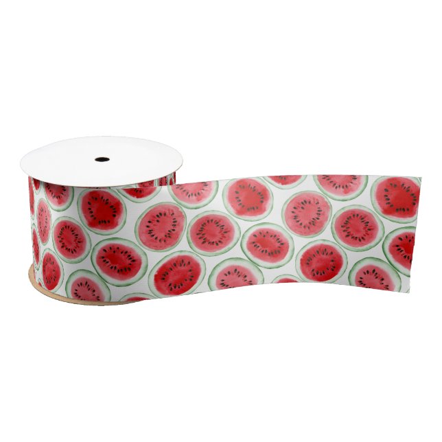 Watermelon slices pattern satin ribbon (Spool)