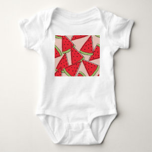 Watermelon Slices Pink Background Pattern Baby Bodysuit