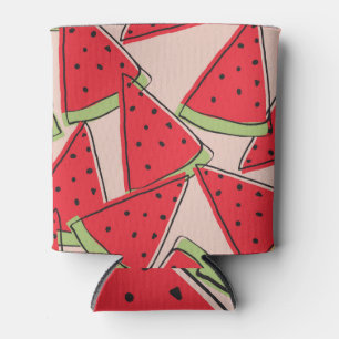 Watermelon Slices Pink Background Pattern Can Cooler