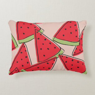 Watermelon Slices Pink Background Pattern Decorative Cushion