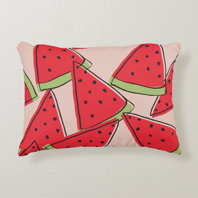 Watermelon Slices Pink Background Pattern Decorative Cushion (Front)