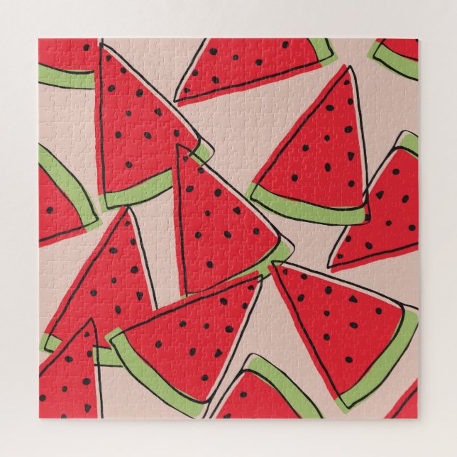 Watermelon Slices Pink Background Pattern Jigsaw Puzzle (Vertical)