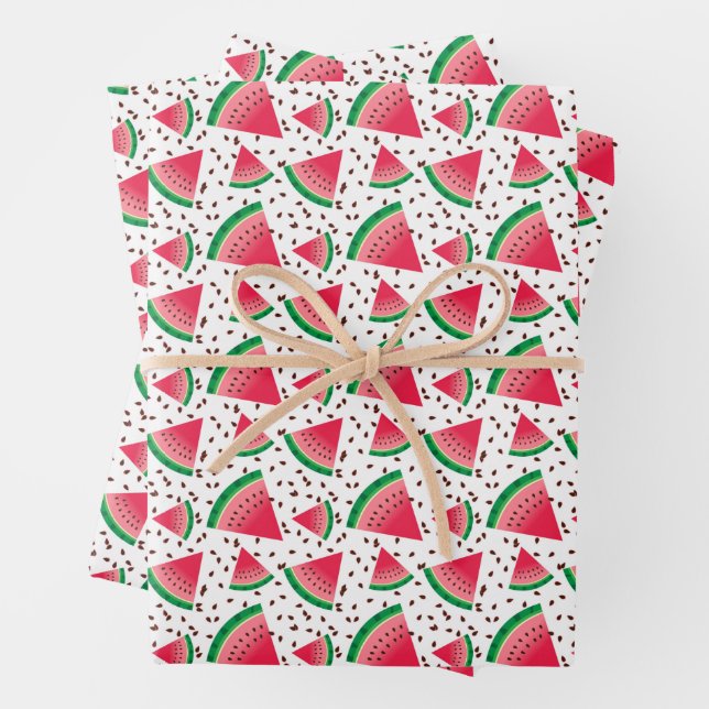 Watermelon Slices Seeds Cool Fruit Pattern  Wrapping Paper Sheet (In situ)