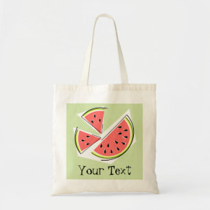Watermelon Slices 'Text' tote bag green