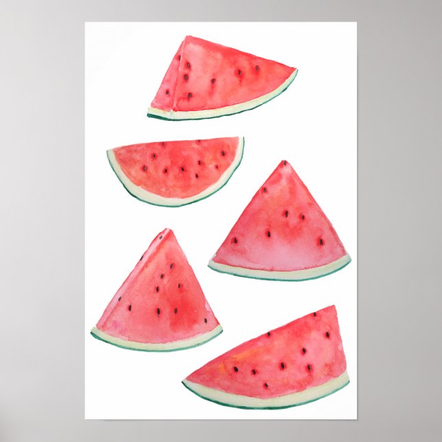 watermelon slices watercolor  poster (Front)