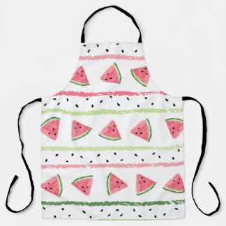 Watermelon Slices: Watercolor Striped Seamless Apron