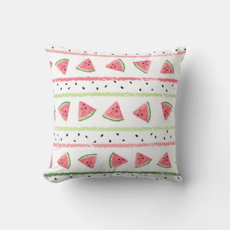 Watermelon Slices: Watercolor Striped Seamless Cushion