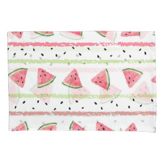 Watermelon Slices: Watercolor Striped Seamless Pillowcase