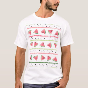 Watermelon Slices: Watercolor Striped Seamless T-Shirt