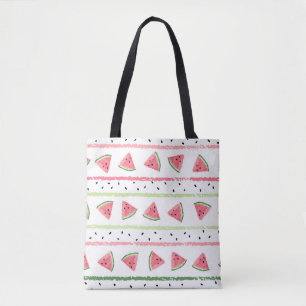 Watermelon Slices: Watercolor Striped Seamless Tote Bag