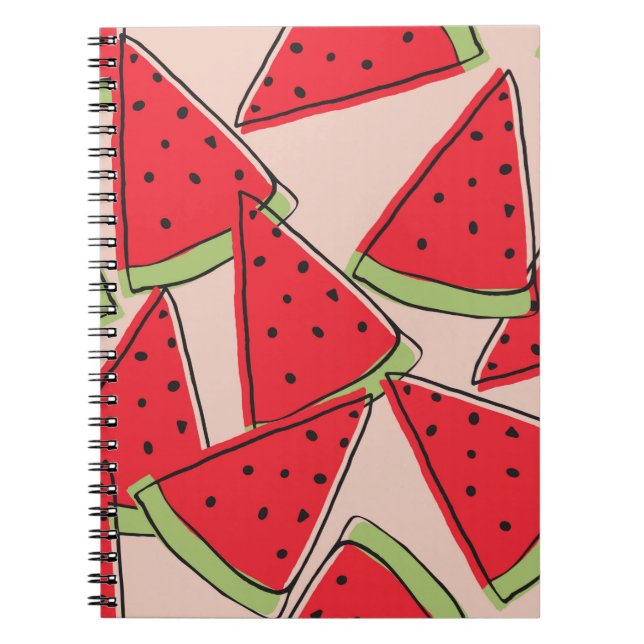 watermelon slices with pink background seamless pa notebook (Front)