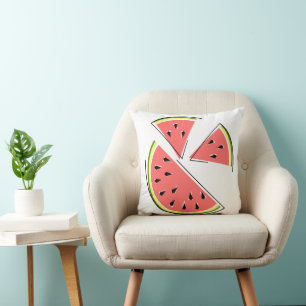 Watermelon Slices yellow green back square Cushion