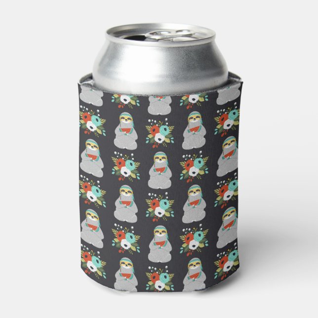 Watermelon Sloth Pattern Can Cooler (Can Front)