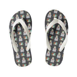 Watermelon Sloth Pattern Kid's Flip Flops
