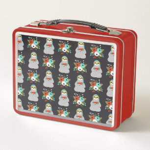 Watermelon Sloth Pattern Metal Lunch Box
