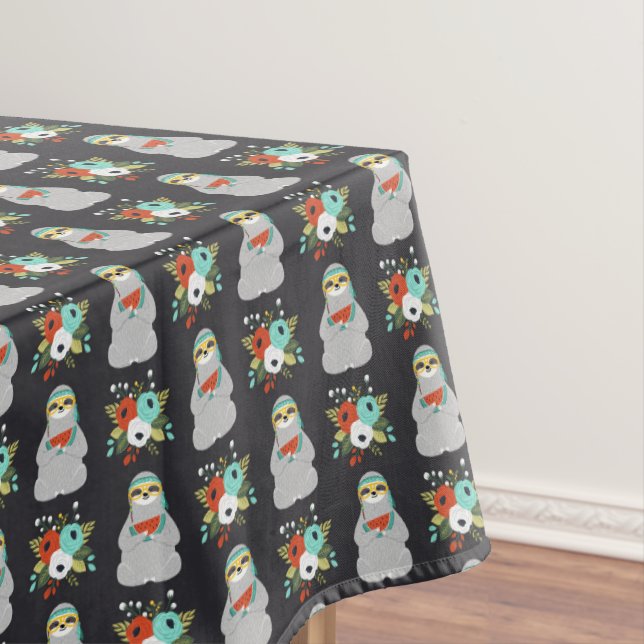 Watermelon Sloth Pattern Tablecloth (In Situ)