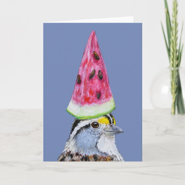 Watermelon sparrow greeting card (Front)