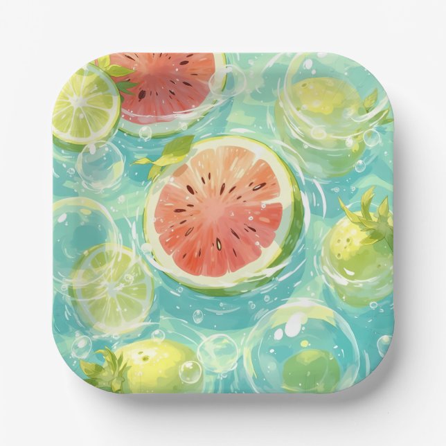 Watermelon Splash Paper Plate (Front)
