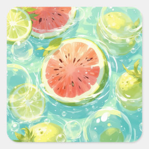 Watermelon Splash Square Sticker