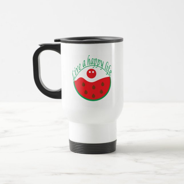 Watermelon Splash Travel Mug Cute Summer Design (Left)
