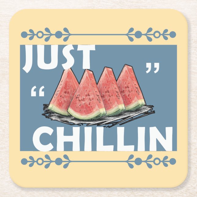 watermelon square paper coaster (Front)