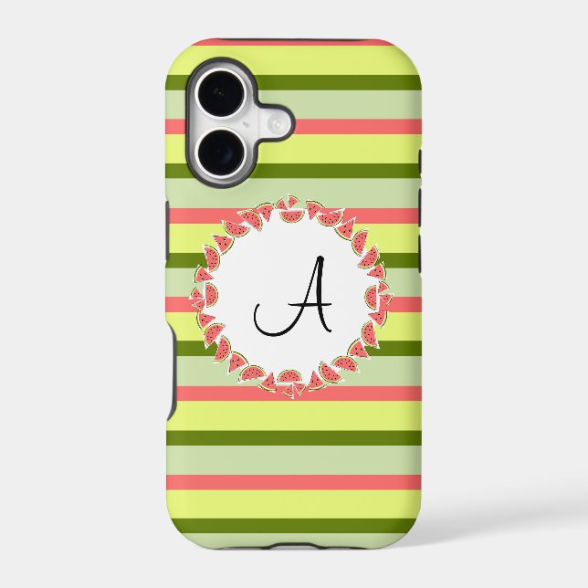 Watermelon Stripe Classic 'Monogram' iPhone 5 case (Back)
