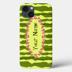 Watermelon Stripe oval 'Name' horizontal iPhone 13 Case