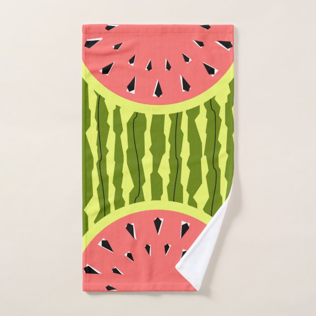 Watermelon Stripe Pink Hand Towel (Hand Towel)