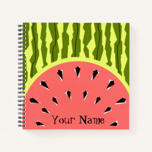 Watermelon Stripe Pink Name Notebook
