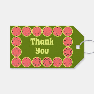 Watermelon Stripe Pink Thank You yellow green back Gift Tags