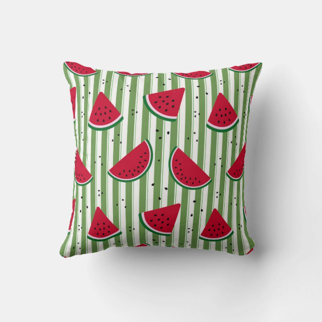 Watermelon Stripe Seamless Pattern Cushion (Back)