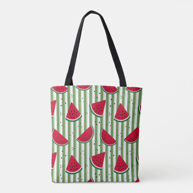 Watermelon Stripe Seamless Pattern Tote Bag (Back)