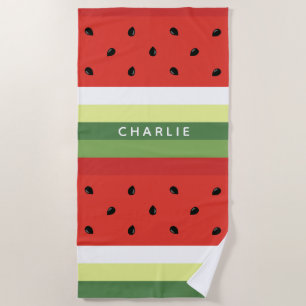 Watermelon Stripes custom name beach towel