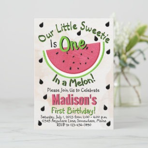 Watermelon Summer 1st Birthday Invitations