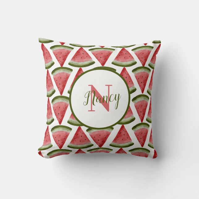 watermelon summer bbq party monogram   cushion (Front)