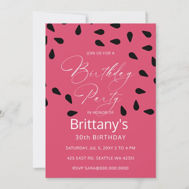 watermelon summer birthday party invitation (Front)
